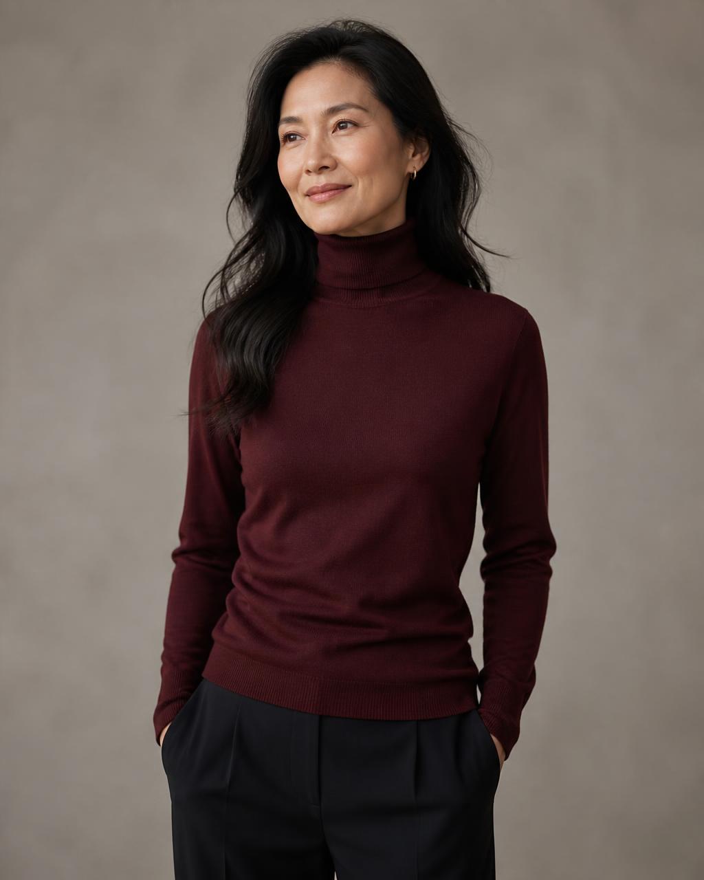 Merino Turtleneck in Burgundy