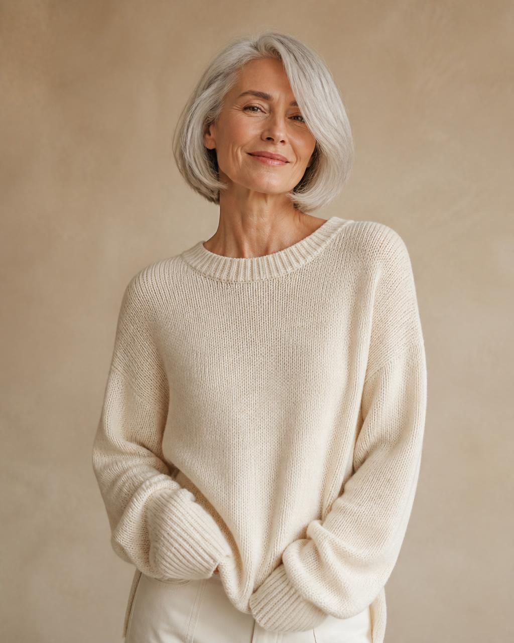Soft Knit Sweater in Cream